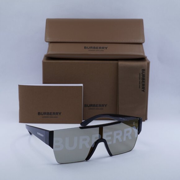 Burberry BE4291 3001/G Sunglasses Black Shield Frame, Grey Lenses main image 10